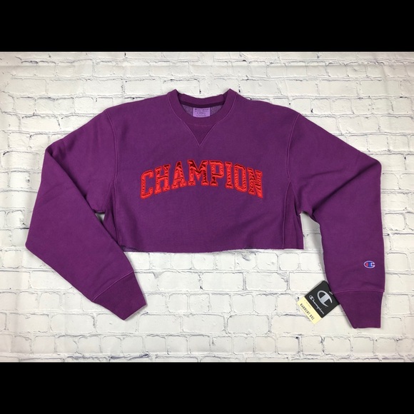 Champion Reverse Weave Purple Crop Sweater - Picture 2 of 7